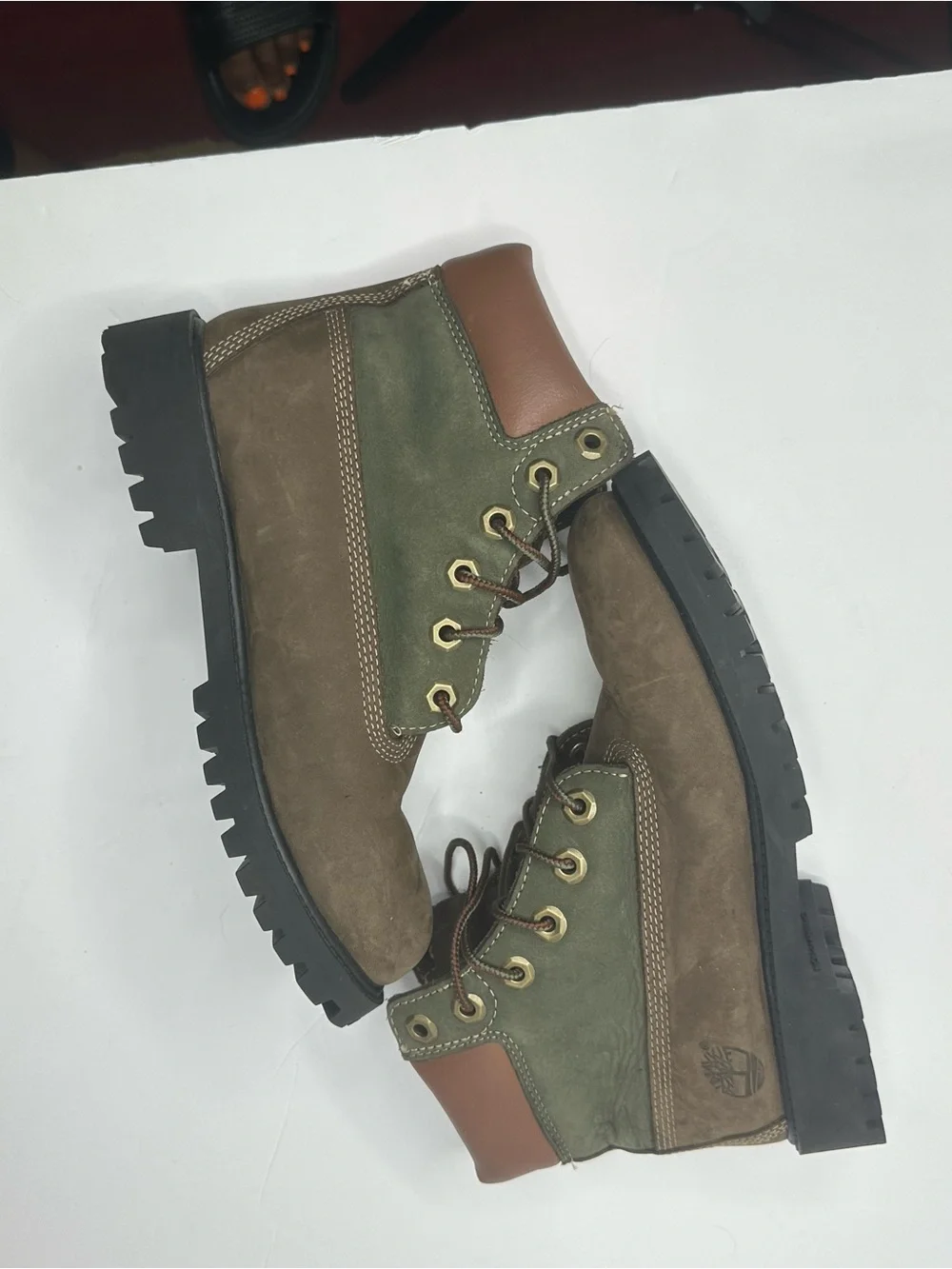 Timberland Olive and Brown Leather Ankle Boots